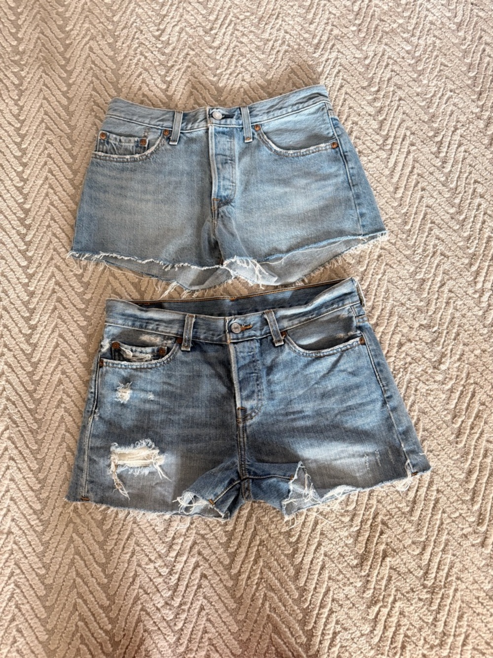 Two pairs of Levi Vintage Denim Cut-off Shorts